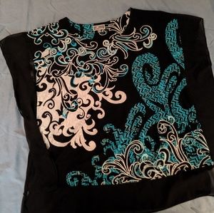 Cap sleeve flutter tunic with embellishment